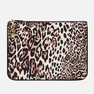 CAMILLA *Cool For Cats* leopard print canvas clutch bag pouch